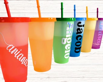 Personalized Color Changing Cup Gift Her Birthday Party Favor His Party Decor Custom Teen Birthday Gift Sleepover Party Favor Son Sport Gift