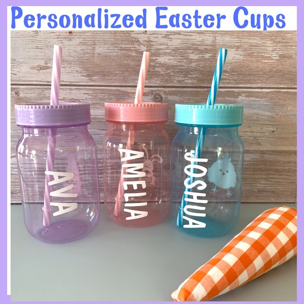 Personalized Easter Cup for Kid Easter Basket Stuffer Easter Decor Easter Party Favor Easter Gift for Child Custom Easter Treat Bag Gift