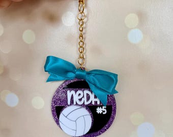 Mochila de vôlei personalizada com etiqueta - Presente de fim de temporada do treinador - Presente para o time campeão do torneio - Presente de aniversário para o fã de vôlei