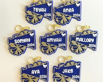 Etiqueta personalizada para mochila de líder de torcida, presente de volta às aulas, etiqueta com nome para equipe de líderes de torcida, acessório para bolsa de time de líderes de torcida, ideia de presente para líderes de torcida do último ano.