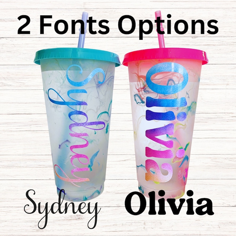 Personalized Color Changing Cold Cup Gift Her Custom Birthday Gift Sleepover Party Favor Child Party Gift Her Favor