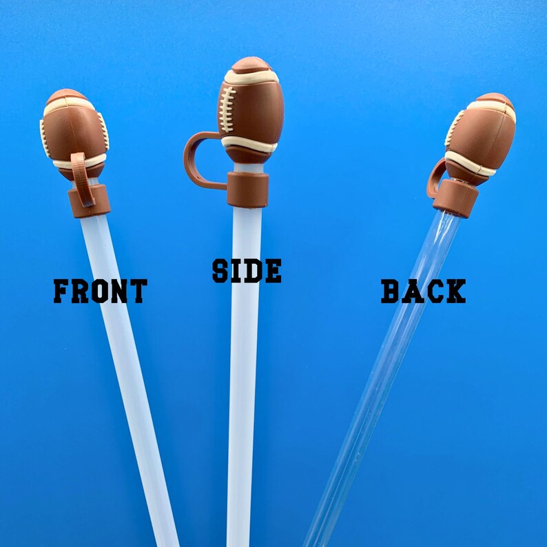 Football straw cover stanley tumbler accessory football mom life football player straw topper football team party gift football themed party makes a fun football banquet favor or senior night keepsake great gift idea for moms nephews or teammates perfect for little league tournaments middle school banquets or varsity football playoff games affordable stocking stuffer or swag bag filler also works as a football themed drink marker for tailgates or national championships