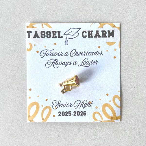 Cheer Tassel Charm Graduation Gift Senior Night Banquet Cheerleader Keepsake Team Spirit Jewelry Sport Banquet Award Gift Thank You Card