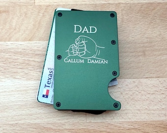 Cartera personalizada para papá, regalo para baby shower, regalo para padre primerizo, cartera con clip para billetes grabada a medida, regalo de parte del bebé, hijo o hija, recuerdo para el nuevo papá.