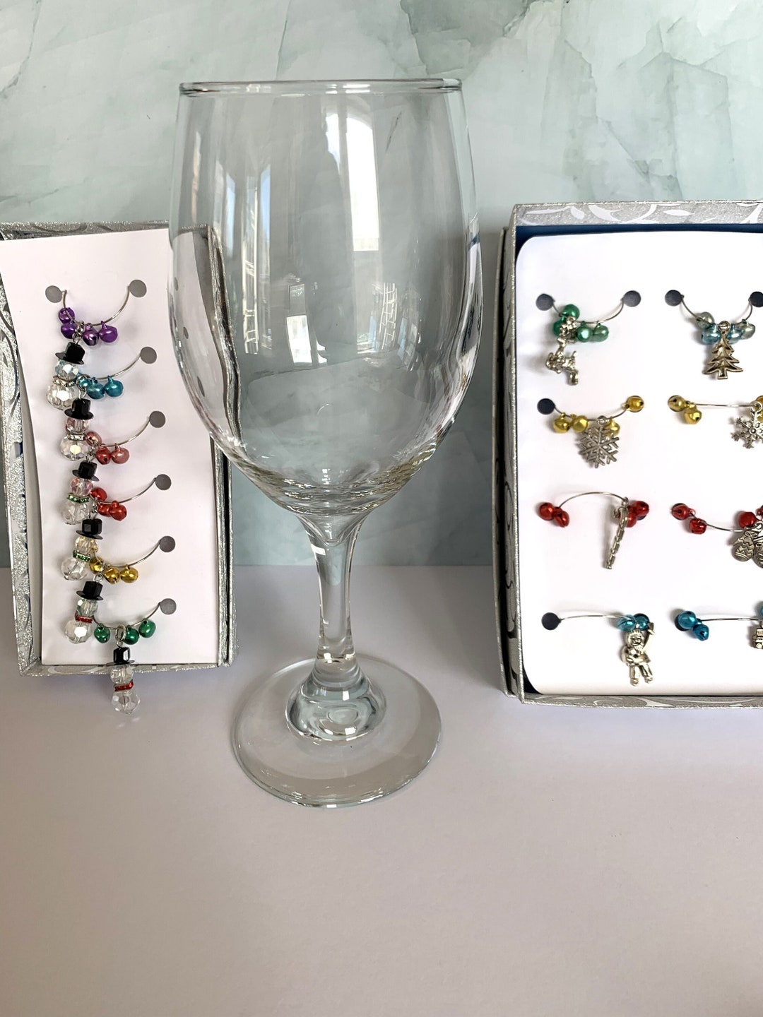 Christmas Wine Glass Charm Set Christmas Party Decor Coworker Etsy
