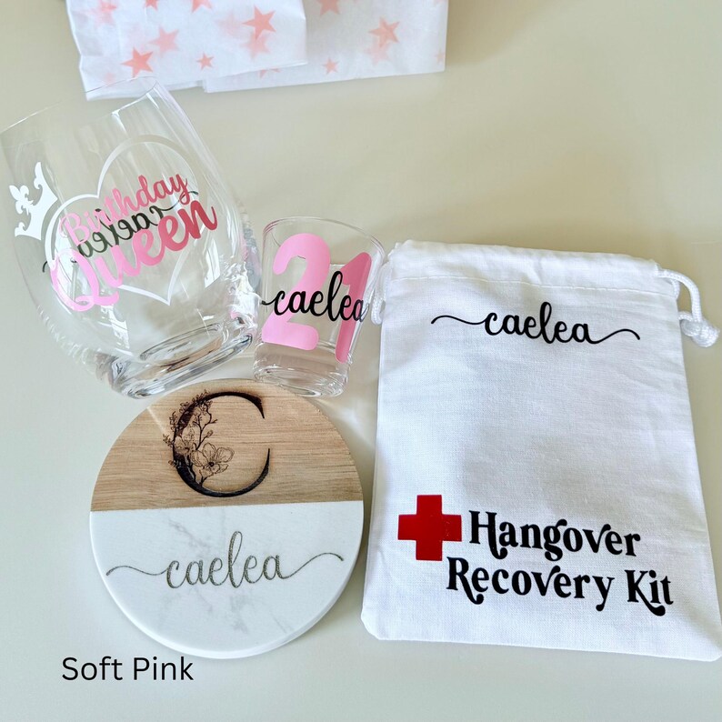festive personalized 21st birthday gift for girlfriend or daughter from mom friend or roommate granddaughter 21st birthday celebration gift set for niece custom name on wine glass stylish and functional keepsake from 21st birthday celebration for her Birthday gift box perfect 21st birthday party gift for best friend or daughter complete celebration and recovery package for her turning 21 funny 21st birthday gift for her personalized party favor box ideal for women celebrating milestone birthday