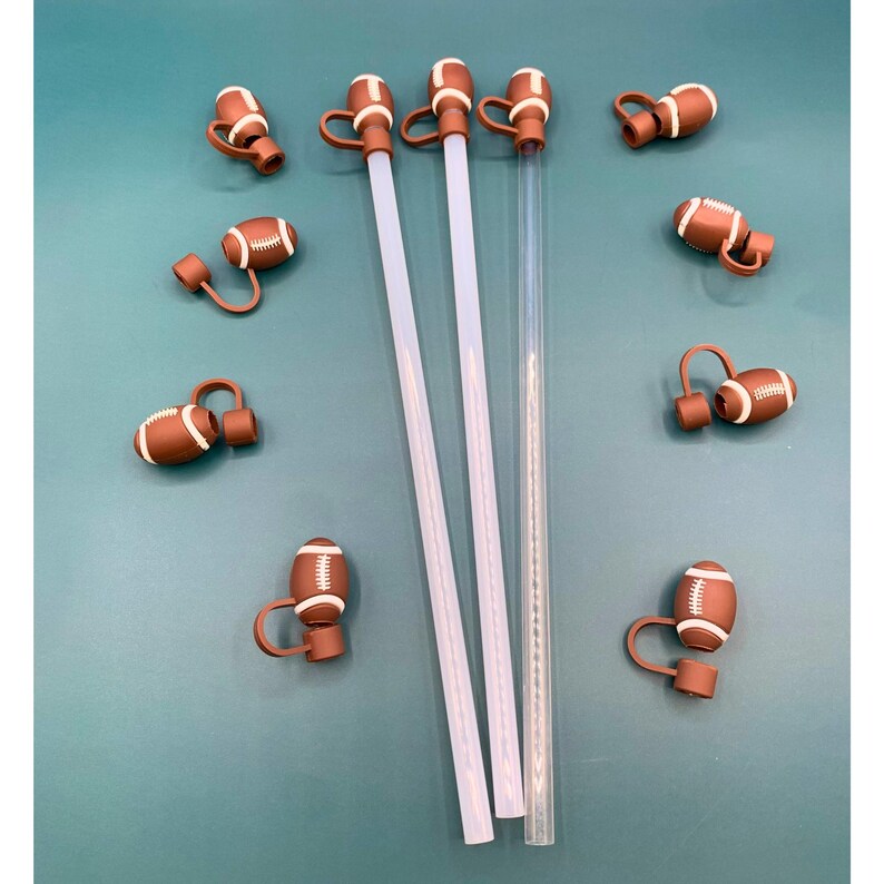 Personalized football straw cover stanley tumbler accessory football mom life football player straw topper football team party gift football themed party ideal for football tournaments championship games youth football awards or end of season banquets thoughtful gift for football moms coaches or players fun swag bag idea stocking stuffer or drink marker for college or national game day celebrations great option for nephews nieces or teen football fans