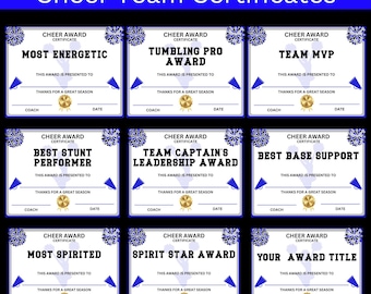 Cheer Team Printable Certificate Cheer Squad Digital Download Award Cheerleader End of Season Gift Cheer Ceremony Award Cheer Banquet Award
