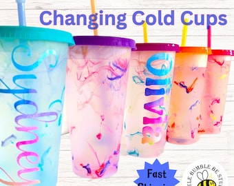 Personalized Color Changing Cold Cup Birthday Party Favor Gift Her Custom Birthday Gift Sleepover Party Favor Teen Party Gift Tween Decor