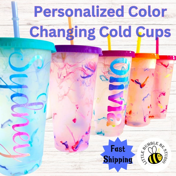 Personalized Color Changing Cold Cup Birthday Party Favor Gift Her Custom Birthday Gift Sleepover Party Favor Teen Party Gift Tween Decor