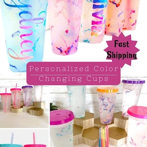 Personalized Color Changing Cold Cup Birthday Party Favor Gift Her Custom Birthday Gift Sleepover Party Favor Teen Party Gift Tween Decor