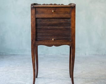Table de chevet tambour française ancienne, style Louis XV, début du XXe siècle