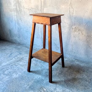 Arts and Crafts Oak Plant Stand Side Table Early 20th Century