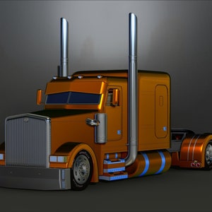 American heavy truck Peterbilt custom model printing file STL for 3D printer fdm-fff   dlp-sla-sls