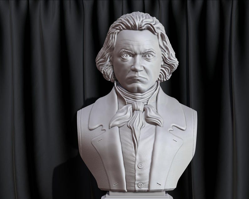 Ludwig van Beethoven bust model printing miniature assembly file stl-obj for 3D Printer afbeelding 6