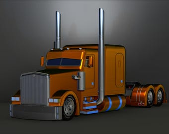 American heavy truck Peterbilt custom model printing file STL for 3D printer fdm-fff   dlp-sla-sls