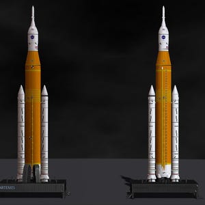 the space launch system (SLS): Nasa ’s Artemis I moon rocket with platform. File stl-obj for 3D printer