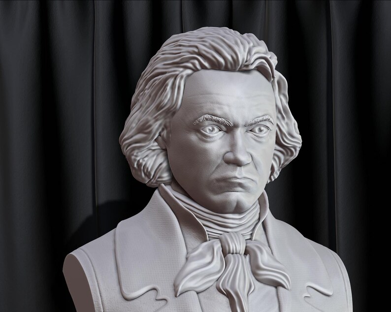 Ludwig van Beethoven bust model printing miniature assembly file stl-obj for 3D Printer afbeelding 8