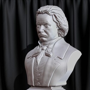 Ludwig van Beethoven bust model printing miniature assembly file stl-obj for 3D Printer afbeelding 7