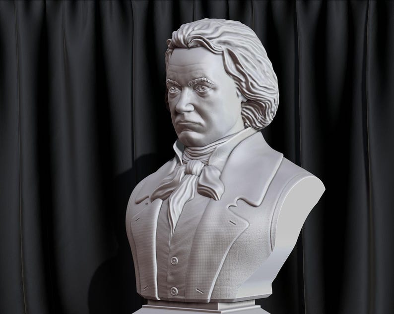 Ludwig van Beethoven bust model printing miniature assembly file stl-obj for 3D Printer afbeelding 7