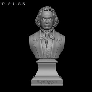 Ludwig van Beethoven bust model printing miniature assembly file stl-obj for 3D Printer afbeelding 12