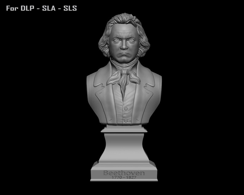 Ludwig van Beethoven bust model printing miniature assembly file stl-obj for 3D Printer afbeelding 12