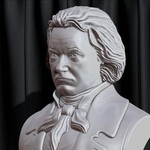 Ludwig van Beethoven bust model printing miniature assembly file stl-obj for 3D Printer afbeelding 9