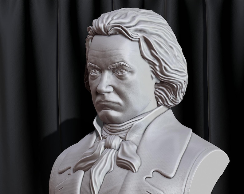 Ludwig van Beethoven bust model printing miniature assembly file stl-obj for 3D Printer afbeelding 9