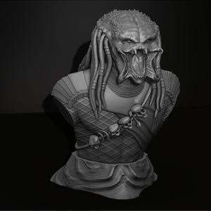 Buste de prédateur - Fichier STL pour impression 3D - Assemblage par impression 3D de la figurine