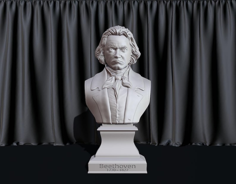 Ludwig van Beethoven bust model printing miniature assembly file stl-obj for 3D Printer afbeelding 1