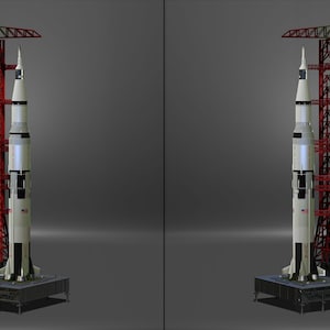 Nasa Saturn V Rocket and Launch Pad Apollo 3D model, file STL OBJ for 3D Printer