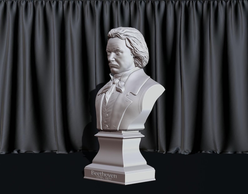 Ludwig van Beethoven bust model printing miniature assembly file stl-obj for 3D Printer afbeelding 2