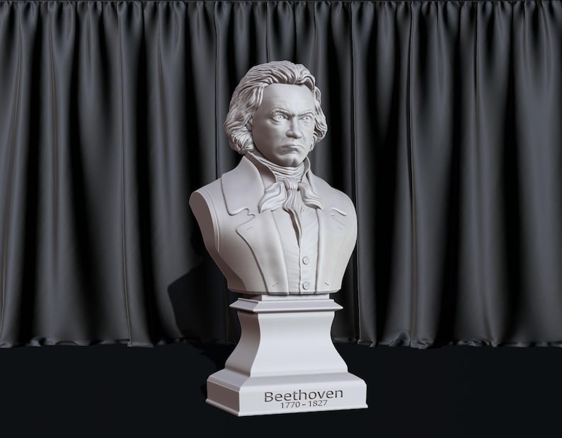 Ludwig van Beethoven bust model printing miniature assembly file stl-obj for 3D Printer afbeelding 3