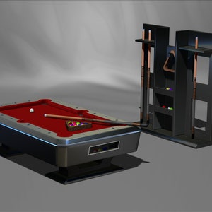 Modern Pool table, complete with accessories, 1:5 scale, 3D Model Printing Miniature Assembly File STL - OBJ