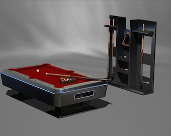 Modern Pool table, complete with accessories, 1:5 scale, 3D Model Printing Miniature Assembly File STL - OBJ