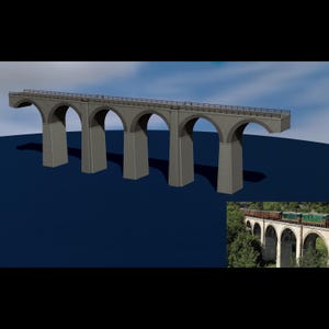 Modellino di ponte, treni scala H0, riproduzione del viadotto di Cansano (AQ) Italia File STL-OBJ per stampante 3D