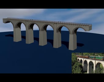 Model bridge, H0 scale trains, reproduction viaduct of Cansano (AQ) Italy File STL-OBJ for 3D Printer
