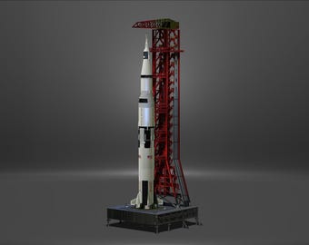 Nasa Saturn V Rocket and Launch Pad Apollo 3D model, file STL OBJ for 3D Printer
