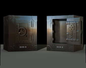 Money Box, reproduction of Safe Rhino IronWorks Model Printing  Assembly File STL for 3D Printing