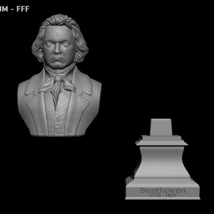 Ludwig van Beethoven bust model printing miniature assembly file stl-obj for 3D Printer afbeelding 11
