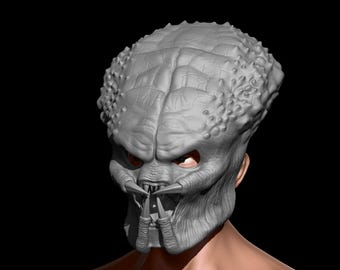 Predator Face Mask Jungle Hunter 1987 scale 1:1 File STL – OBJ for 3D Printer