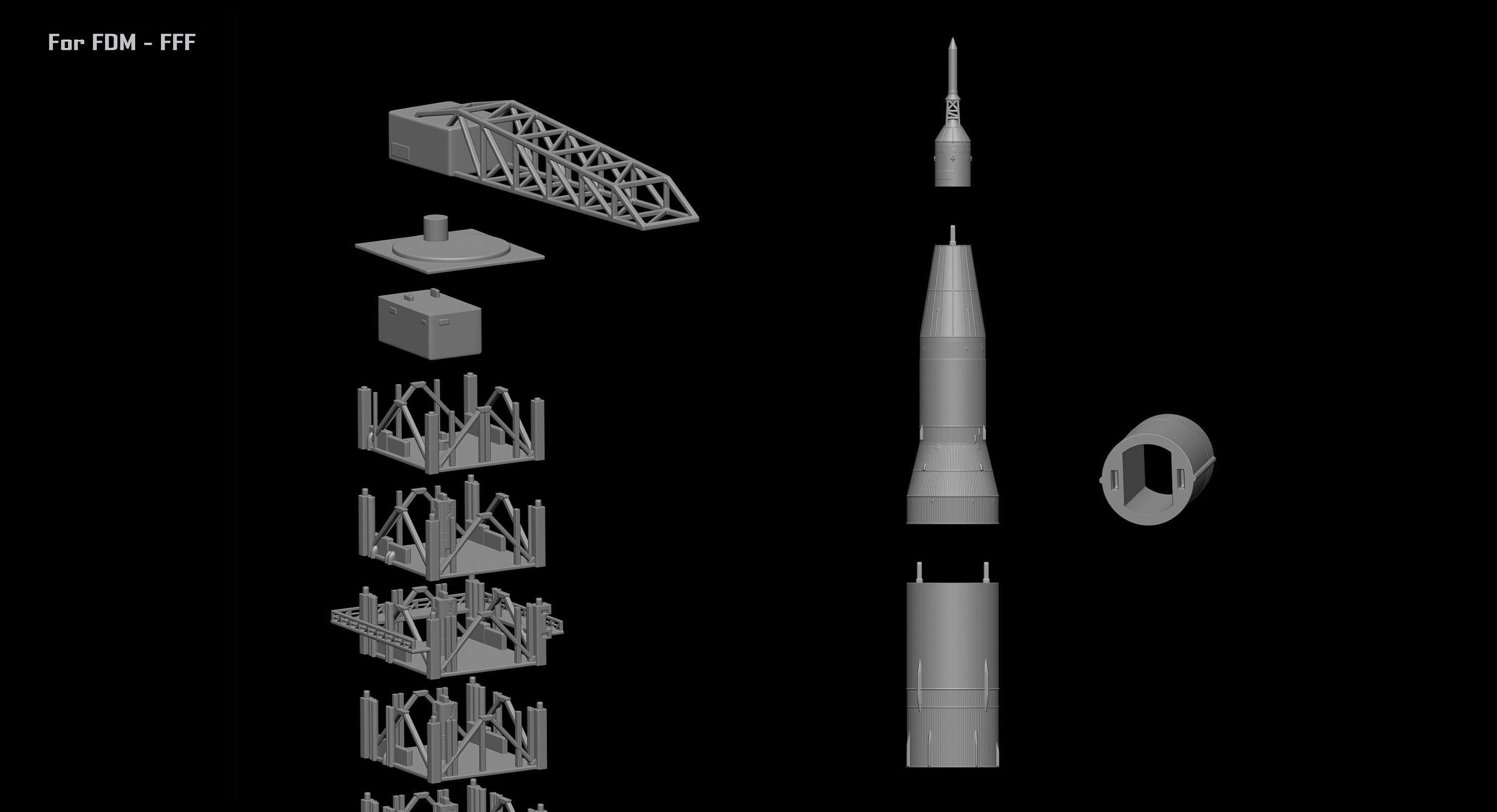 Nasa Saturn V Rocket and Launch Pad Apollo 3D Model File STL Etsy