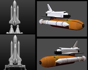 Space Shuttle file stl for all 3D printer, two versions on platform and in the take-off phase lamp  scale 1/120 fdm 1/240 dlp-sla-sls