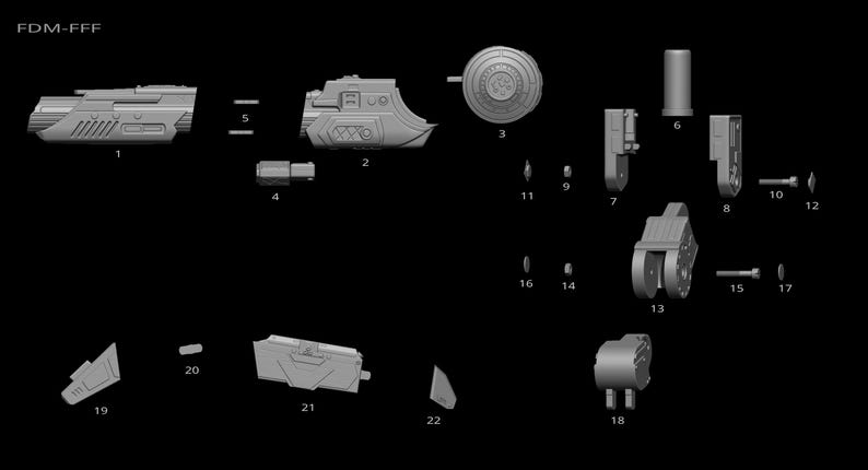 Predator Shoulder Cannon plasma Two Size File for 3D Printer - Model Printing image 15