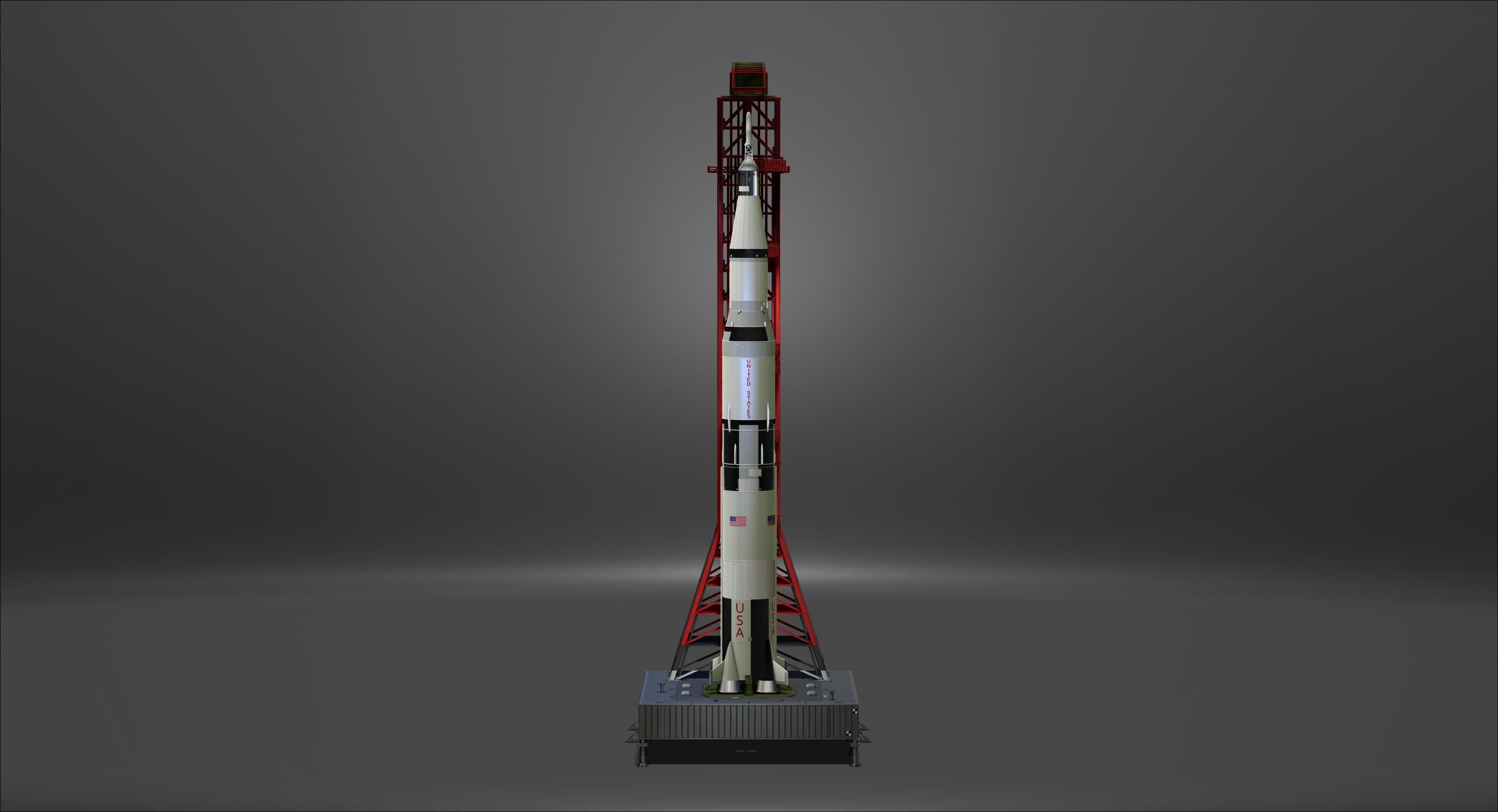 Nasa Saturn V Rocket and Launch Pad Apollo 3D Model, File STL OBJ for 3D  Printer - Etsy, image size:3000x1627