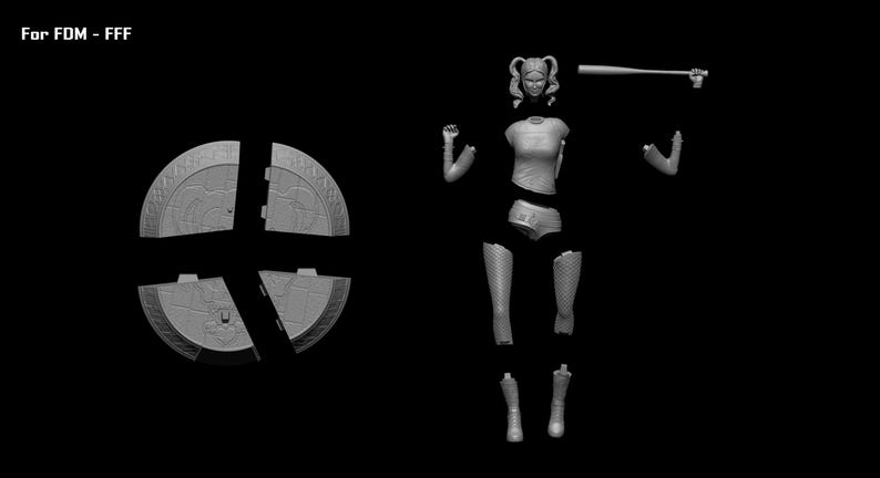 Harley Quinn Suicide Squad file STL-OBJ For 3D printer immagine 15