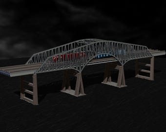 Model bridge H0 scale trains, Baltimore bridge reproduction (Francis Scott Key Bridge) ,  File STL-OBJ for 3D Printer