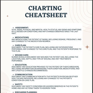 Charting Cheat Sheet, Great For Nursing Students and New Grads