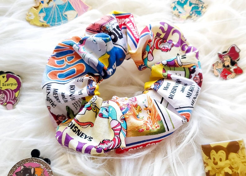 24 Unique Disney Gift Ideas featured by top US Disney blogger, Marcie and the Mouse: Old School Disney Story Book scrunchy old school Disney hair image 0