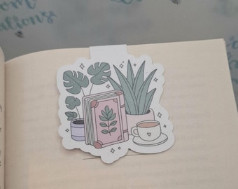 Plants and Books Magnetic Bookmark – Waterproof Page Marker for Book Lovers & Plant Enthusiasts